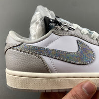 Retro Low Top Sneakers, White Gray Colorway, Lace Up Design, Casual Gift for Sneaker Fans