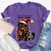 Adorable Holiday Cat Graphic Tee, Meowy and Bright Christmas Cat Teacher T-Shirt, Festive School Teacher Shirt, Humorous Cat Lover Xmas Top
