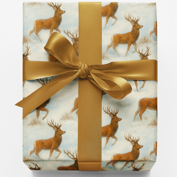 Winter Forest Gift Wrap, Reindeer Wrapping Paper, Wildlife Christmas Wrapping Paper, Holiday Deer Present Paper, Woodland Nat