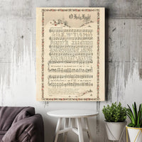 Vintage Christmas Carol Wall Art, O Holy Night Sheet Music Canvas Print, Hymn Lyric Canvas Art, Christian Holiday Wall Decor