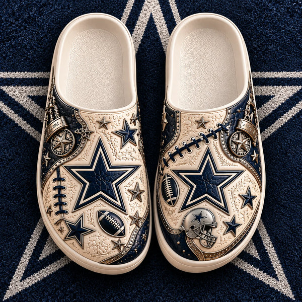 DAL Lone Star Heritage - Tooled Navy & Cream Clog Sandals - main
