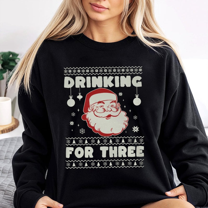 Humorous Pregnancy Announcement Crewneck, Drinking for Three Christmas Sweatshirt, Expecting Mom Sweater, Holiday Maternity Pullover, Xmas Present