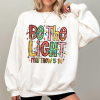 Christmas Lights Faith Sweater, Be the Light Matthew 5:14 Sweatshirt, Bible Verse Crewneck, Holiday Faith Sweatshirt, Christian Present