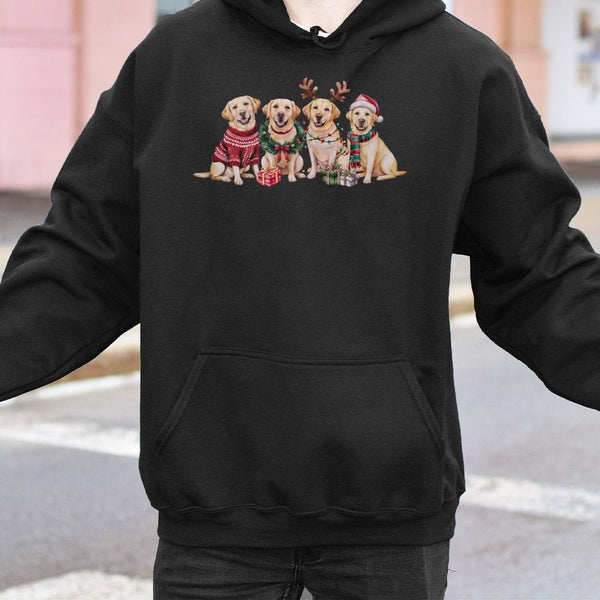 Festive Lab Dog Holiday Sweatshirt, Yellow Labrador Christmas Hoodie, Adorable Xmas Dog Lover Pullover, Winter Dog Mom Presen