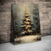 Snowy Winter Forest Oil Painting Print, Christmas Tree Canvas Wall Art, Holiday Tree Digital Download, Comfy Festive Christmas Decor Present