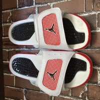Slides, White Red Colorway, Slip On Design, Casual Gift for Shoe Lovers