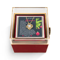 Grandmother Knot Pendant Necklace, Grandma Love Knot Necklace, Rose Gift Box Jewelry, CZ Crystal Necklace, Christmas Holiday Present for Nana