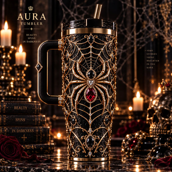 Beauty Spins In Darkness - Gilded Web Tumbler - main