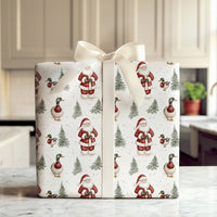 Duck Hunter Gift Wrap, Santa and Mallard Duck Wrapping Paper, Watercolor Christmas Wrapping Paper, Nature Lover Holiday Present Gift Wrap