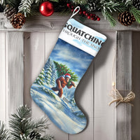 Bigfoot Holiday Stocking, Squatching Through the Snow Christmas Stocking, Personalized Christmas Stocking, Sasquatch Fireplace Decor Present