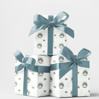 Silver Blue Holiday Wrapping Paper, Winter Bell Christmas Wrapping Paper, Elegant Floral Gift Wrap, Festive Winter Bell Wrapping Paper Roll