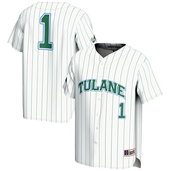 #1 Tulane Green Wave Lightweight Baseball Jersey - White