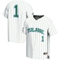 #1 Tulane Green Wave Lightweight Baseball Jersey - White
