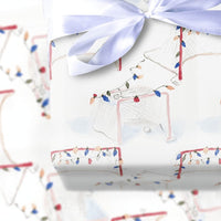 Watercolor Net Gift Wrap, Hockey Goal Christmas Wrapping Paper, Ice Hockey Lights Christmas Wrapping Paper, Sports Gift Wrap Roll