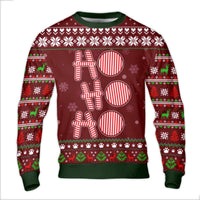 Candy Cane Holiday Sweater, Ho Ho Ho Ugly Christmas Sweater, Reindeer Paw Print Ugly Sweater, Humorous Dog Lover Xmas Crewneck Sweater