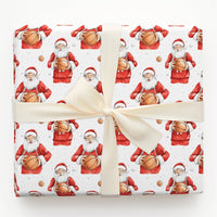 Sports Holiday Gift Wrap, Basketball Santa Wrapping Paper, Christmas Basketball Gift Wrap, Watercolor Santa Sports Wrapping Paper