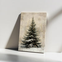 Rustic Winter Pine Wall Art, Snow Covered Christmas Tree Canvas Print, Farmhouse Holiday Decor, Xmas Scenery Digital Download Printable