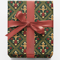 Elegant Damask Gift Wrap Roll, Victorian Poinsettia Wrapping Paper, Vintage Floral Christmas Wrapping Paper, Holiday Present Packaging