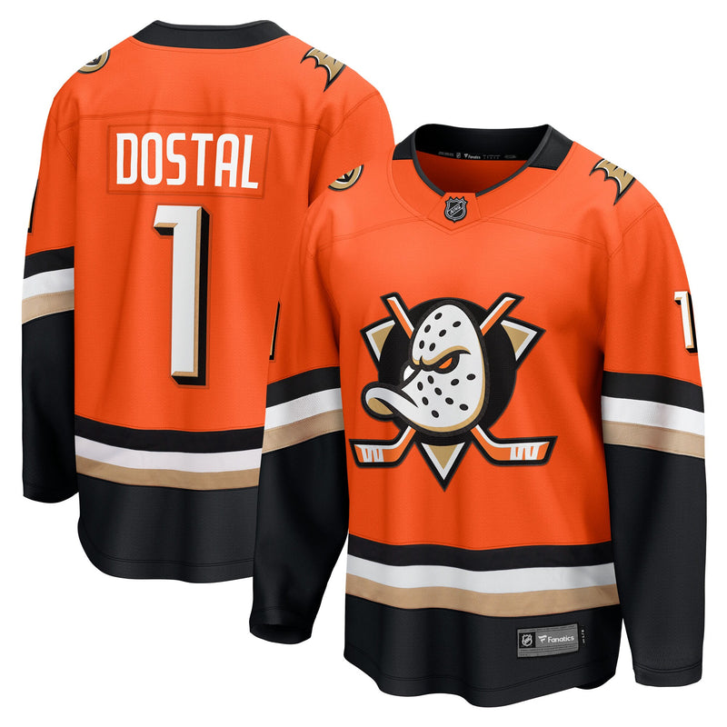 Anaheim Ducks Lukas Dostal Orange Home Breakaway Jersey