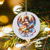 Whimsical Holiday Tree Ornament, Adorable Christmas Angel Ornament, Ceramic Angel Keepsake Ornament, Festive Christmas Tree Hanging Decor Present
