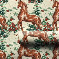 Equestrian Holiday Gift Wrap, Vintage Horse Christmas Wrapping Paper, Rustic Pony Pine Tree Wrapping Paper, Winter Holiday Horse Lover Present