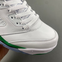 High Top Sneakers, White Green Colorway, Leather Footwear, Lace Up Design, Casual Gift for Sneaker Fans
