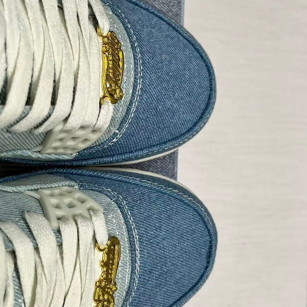 Mid Top Sneakers, Blue Colorway, Lace Up Design, Casual Gift for Sneaker Fans