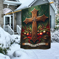 Ornate Cross Yard Flag, Jesus Is the Reason for the Season Christmas Garden Flag, Double-Sided Christian Holiday Lawn Flag