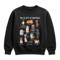 Humorous Holiday Cat Lover Sweatshirt, 12 Cats of Christmas Sweatshirt, Festive Kitten Xmas Crewneck, Adorable Pet Graphic Sweatshirt, Cat Mom Present