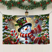 Double Sided Holiday Yard Flag, Snowman Christmas House Flag, Winter Season Festive Garden Flag, Merry Xmas Home Outdoor Decor