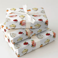 Watercolor Foodie Christmas Gift Wrap, Christmas Dinner Holiday Feast Wrapping Paper, Festive Dinner Wrapping Paper, Winter Present Wrap