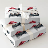 Watercolor Santa Panda Gift Wrap, Panda Christmas Wrapping Paper, Adorable Animal Holiday Wrapping Paper, Festive Winter Wrapping Paper Roll