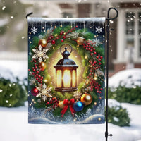 Festive Winter Holiday Yard Banner, Christmas Lantern Wreath Garden Flag, Double Sided Seasonal Flag, Porch Lawn Decor Present