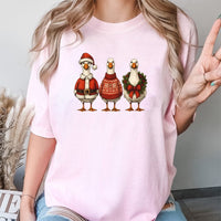 Humorous Holiday Farm Duck Graphic Tee, Christmas Goose T-Shirt, Adorable Winter Animal Shirt, Retro Festive Silly Goose Xmas Present Tee