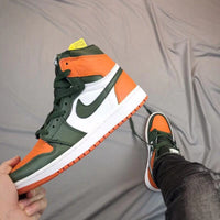 Sneakers, Black Green Orange Colorway, Patent Leather Footwear, Lace Up Design, Casual Gift for Sneaker Fans