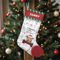 Naughty Nice I Tried Checklist Stocking, Personalized Pitbull Christmas Stocking, Custom Dog Holiday Stocking, Pet Lover Christmas Present
