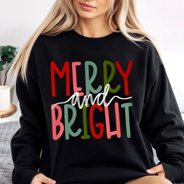 Retro Merry and Bright Sweater, Merry and Bright Sweatshirt, Merry and Bright Christmas Crewneck, Retro Holiday Pullover, Win
