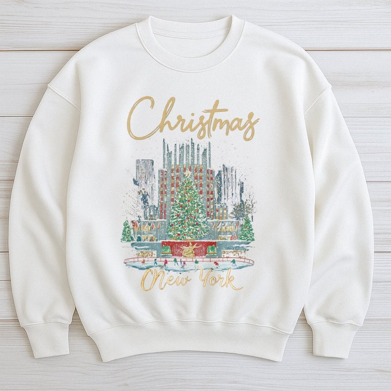Rockefeller Center Tree Sweatshirt, New York Christmas Sweatshirt, NYC Holiday Travel Sweatshirt, Winter City Crewneck, Girls Trip Present