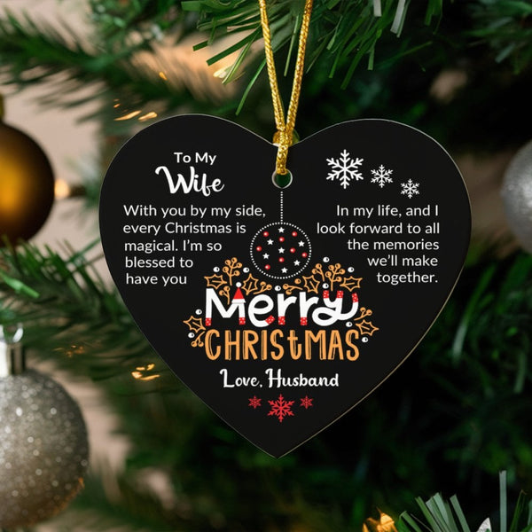 Romantic Message Keepsake Ornament, To My Wife Heart Christmas Ornament, Ceramic Tree Decoration Ornament, Holiday Present fr