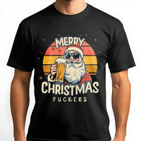 Humorous Christmas T-Shirt, Santa Drinking Beer Shirt, Retro Santa Graphic Tee, Sarcastic Holiday Shirt, Adult Humor Xmas Tee, Holiday Present