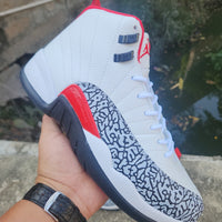 High Top Sneakers, White Black Red Colorway, Lace Up Design, Casual Gift for Sneaker Fans