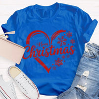 Festive Holiday Snowflake Christmas Shirt, Christmas Snowflakes and Hearts T-Shirt, Adorable Winter Graphic Tee, Holiday Present Christmas T-Shirt