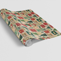 Christmas Wrapping Paper, Vintage Holiday Stamp Wrapping Paper, Retro Postage Stamp Gift Wrap, Festive Xmas Gift Wrapping Paper Roll