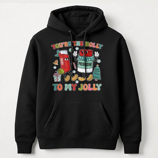 Humorous Albuterol Prednisone Christmas Hoodie, Respiratory Therapist Hoodie, RT Holiday Pullover, Medical Christmas Hoodie, 