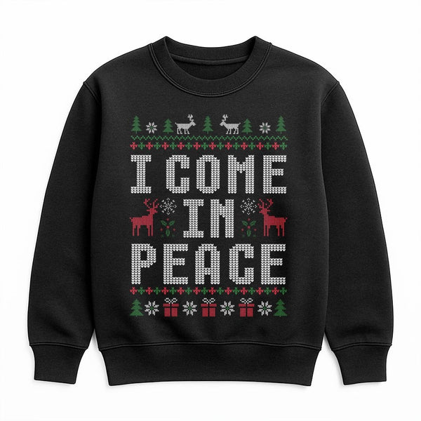 Humorous Alien Christmas Sweater, I Come in Peace Sweatshirt, Ugly Xmas Party Crewneck, Holiday Alien Graphic Sweatshirt, Chr