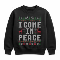 Humorous Alien Christmas Sweater, I Come in Peace Sweatshirt, Ugly Xmas Party Crewneck, Holiday Alien Graphic Sweatshirt, Christmas Fan Present