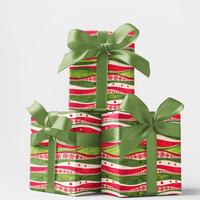 Wavy Peppermint Holiday Gift Wrap, Peppermint Candy Christmas Wrapping Paper, Red Green Peppermint Paper Roll, Festive Xmas Gift Wrap