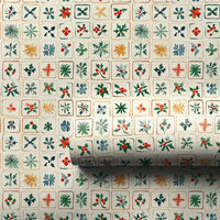Snowflake and Holly Gift Wrap, Folk Art Christmas Wrapping Paper, Rustic Holiday Wrapping Paper, Traditional Winter Present Gift Wrap Roll