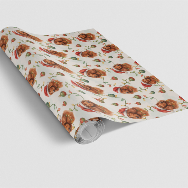 Santa Dog Holiday Gift Wrap, Irish Setter Christmas Wrapping Paper, Irish Setter Xmas Wrapping Paper, Dog Lover Gift Wrap Rol