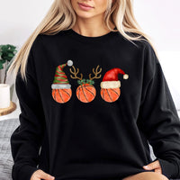 Santa Hat Reindeer Graphic Crewneck, Basketball Christmas Sweatshirt, Holiday Sports Pullover, Basketball Player Sweatshirt, Holiday Present